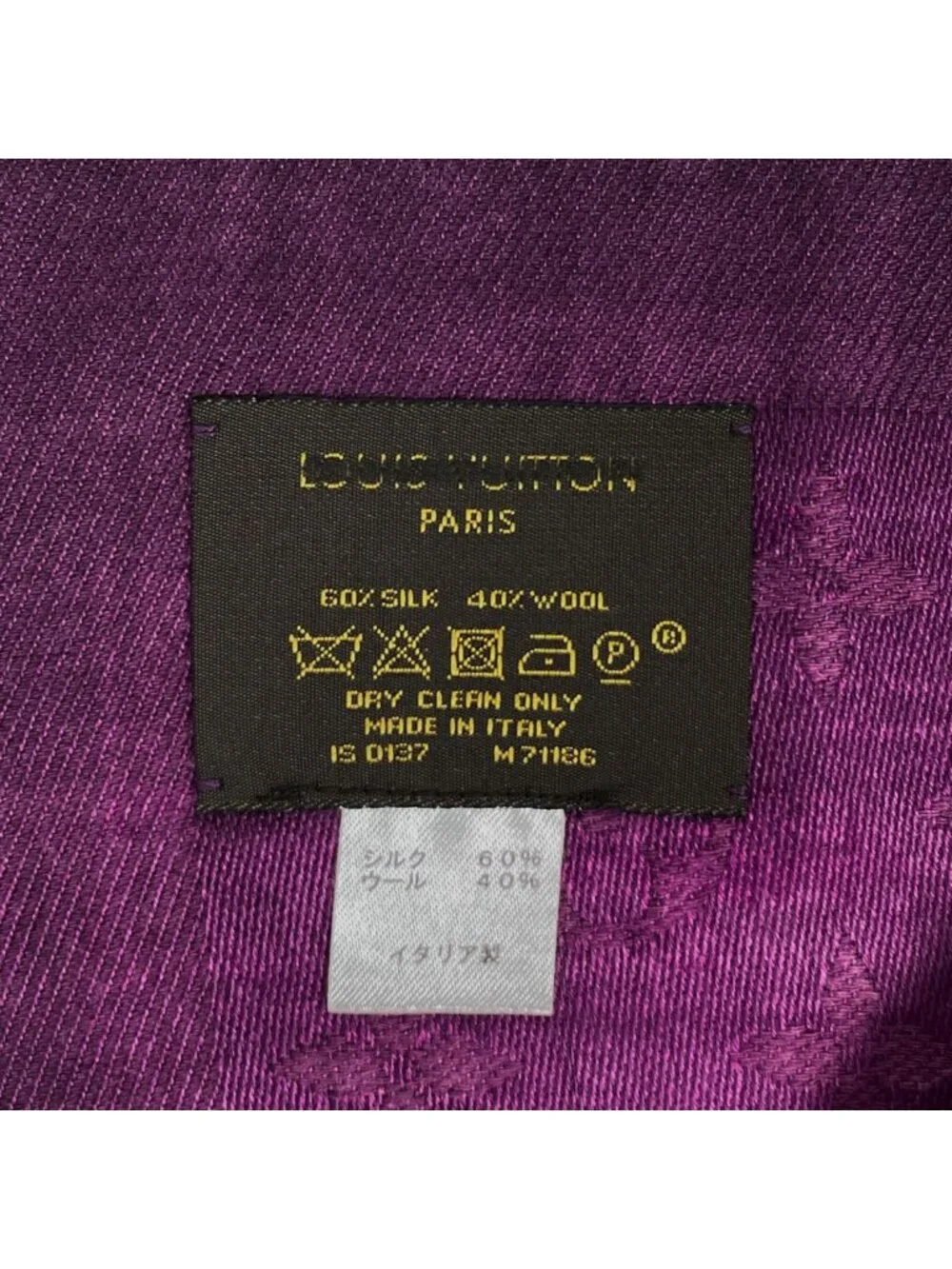 Louis Vuitton Shawl Monogram Silk Wool Pink Purple Scarf
